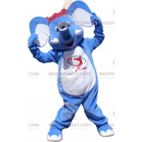 Super lustiges BIGGYMONKEY™-Maskottchen-Kostüm, blau-weißer