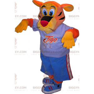 BIGGYMONKEY™ Costume da mascotte Tigo tigre arancione e gialla