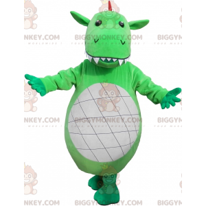 Costume de mascotte BIGGYMONKEY™ de dragon vert blanc et rouge