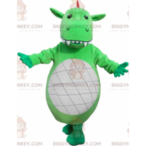 Costume de mascotte BIGGYMONKEY™ de dragon vert blanc et rouge