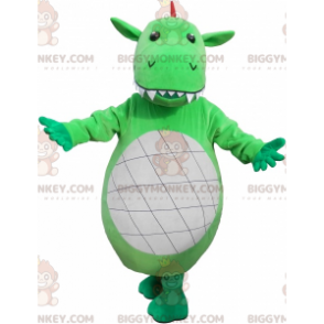 Traje de mascote BIGGYMONKEY™ Dragão Vermelho Branco Verde