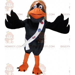 Black and Orange Raven BIGGYMONKEY™ Mascot Costume with Pilot
