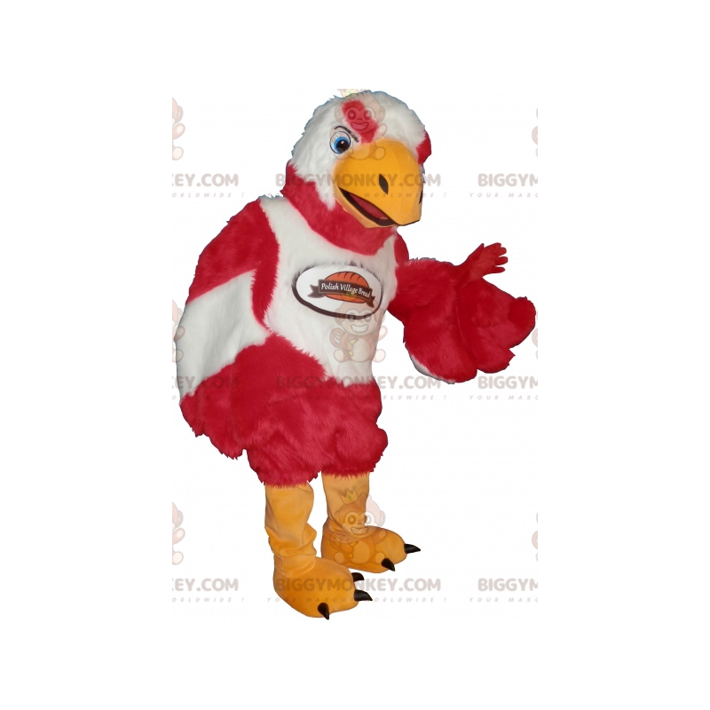 Costume de mascotte BIGGYMONKEY™ d'oiseau rouge et blanc doux