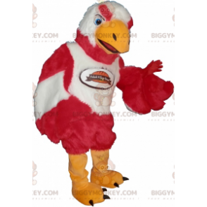 Costume de mascotte BIGGYMONKEY™ d'oiseau rouge et blanc doux