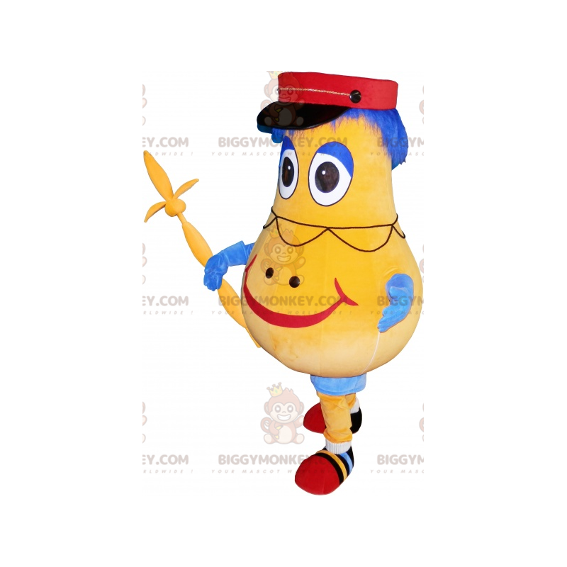 Costume de mascotte BIGGYMONKEY™ de bonhomme jaune et bleu de