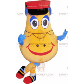 Traje de mascote de homem-batata amarelo e azul BIGGYMONKEY™ –