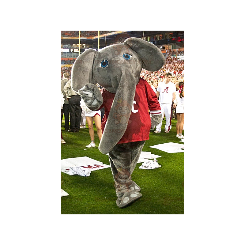 BIGGYMONKEY™ Mascot Costume Gray Elephant With Red T-Shirt -