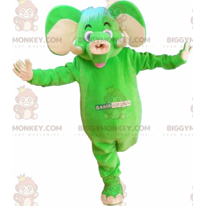 Costume de mascotte BIGGYMONKEY™ d'éléphant vert et beige