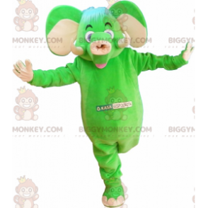 Costume de mascotte BIGGYMONKEY™ d'éléphant vert et beige