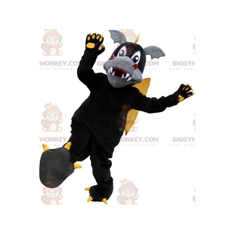 Very Cute Black Yellow and Gray Dragon BIGGYMONKEY™ Mascot