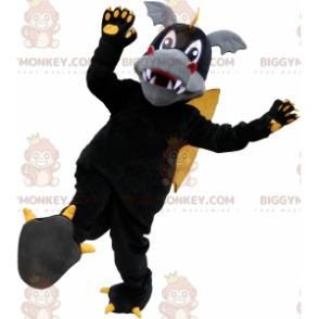 Meget sød sort gul og grå drage BIGGYMONKEY™ maskot kostume -