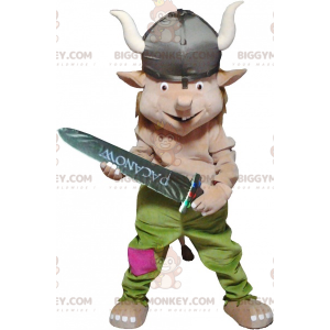 Leprechaun BIGGYMONKEY™ Mascot Costume Dressed In Viking Outfit