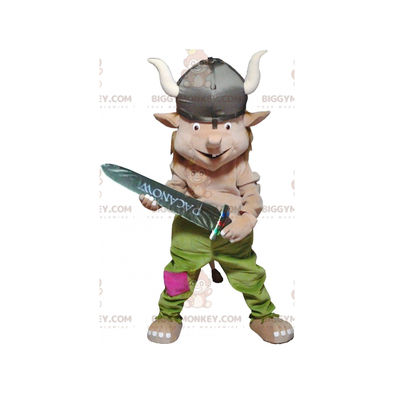 Leprechaun BIGGYMONKEY™ Mascot Costume Dressed In Viking Outfit