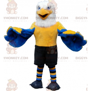 Costume da mascotte BIGGYMONKEY™ con aquila bianca e gialla blu