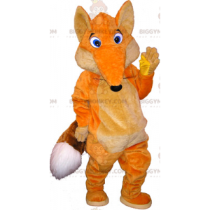 Fantasia de mascote BIGGYMONKEY™ de raposa branca e laranja com