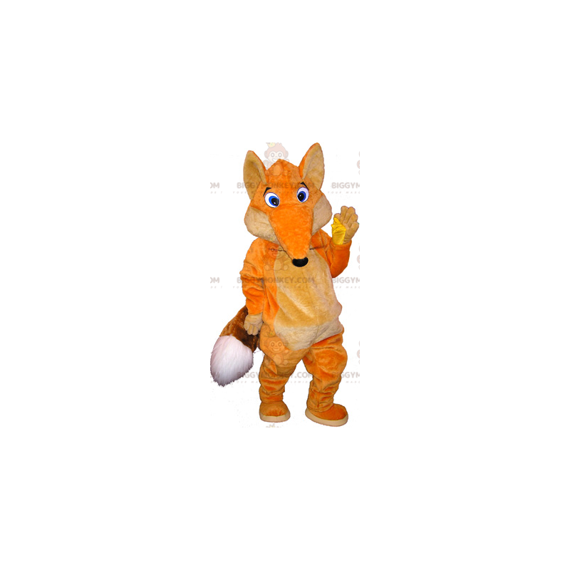 Fantasia de mascote BIGGYMONKEY™ de raposa branca e laranja com