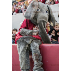 Disfraz de mascota BIGGYMONKEY™ Elefante gris con camiseta roja