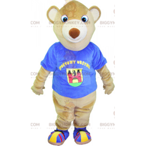 Costume de mascotte BIGGYMONKEY™ de nounours beige avec un