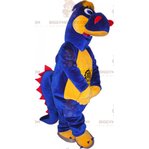 Costume de mascotte BIGGYMONKEY™ de dinosaure bleu jaune et