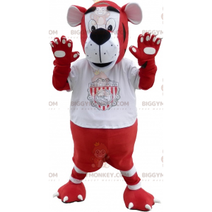BIGGYMONKEY™ Costume da mascotte Tigre rossa e bianca in