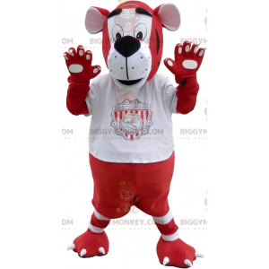 Disfraz de mascota BIGGYMONKEY™ Tigre rojo y blanco en ropa