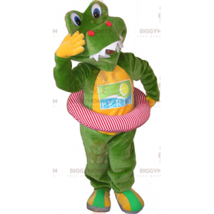 BIGGYMONKEY™ Costume da mascotte Coccodrillo verde e giallo con