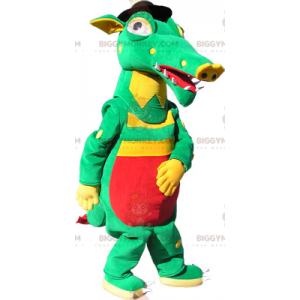 Disfraz de mascota cocodrilo verde amarillo rojo BIGGYMONKEY™ -
