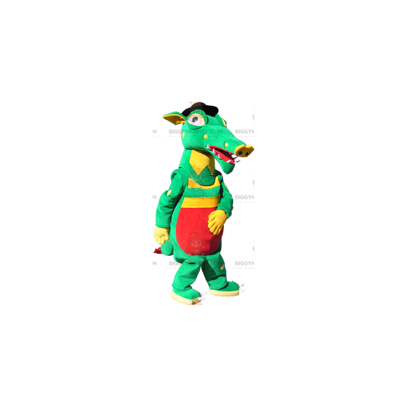 Green Yellow Red Crocodile BIGGYMONKEY™ Mascot Costume -