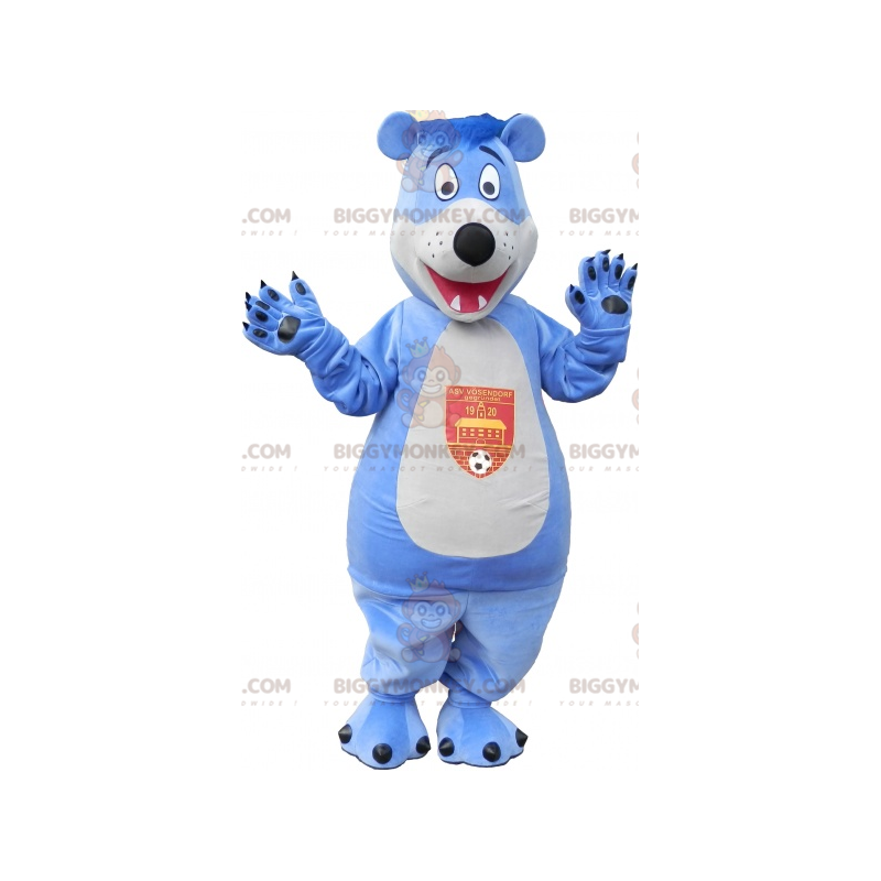 Blau-weißer Teddybär BIGGYMONKEY™ Maskottchen-Kostüm -