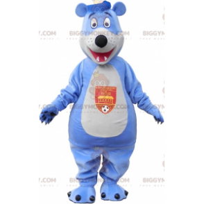 Blau-weißer Teddybär BIGGYMONKEY™ Maskottchen-Kostüm -