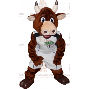 BIGGYMONKEY™ Mascottekostuum met bruine koe stier in