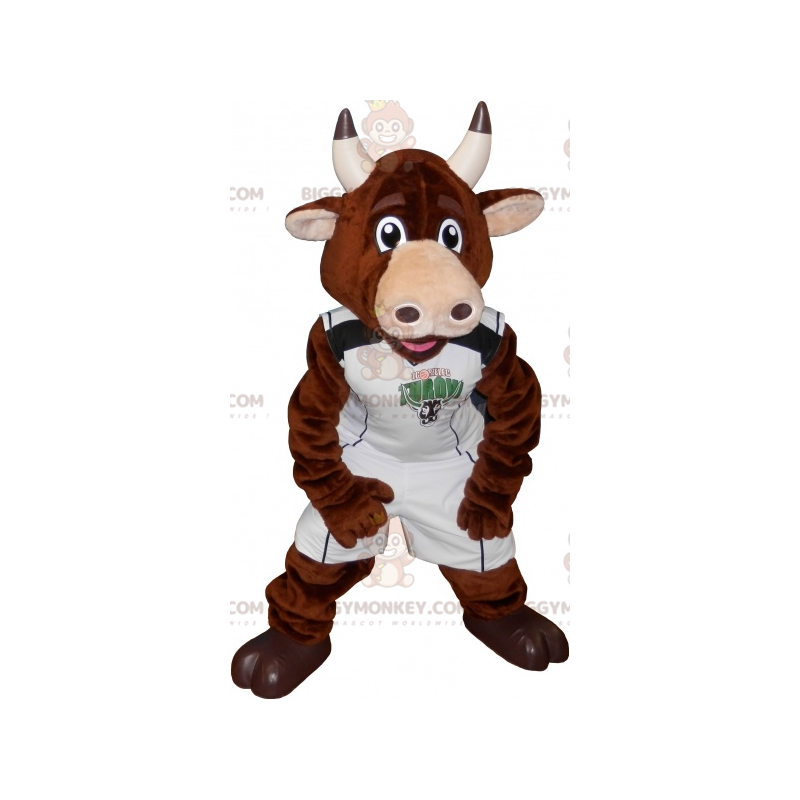 BIGGYMONKEY™ Brown Cow Bull Mascot Kostym i sportkläder -