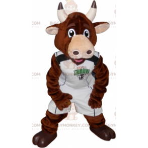 BIGGYMONKEY™ Brown Cow Bull Mascot Costume In Sportswear -