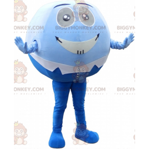 BIGGYMONKEY™ mascottekostuum blauw en wit rond en grappige man