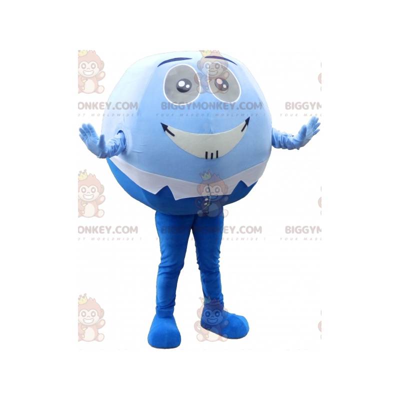 BIGGYMONKEY™ mascottekostuum blauw en wit rond en grappige man