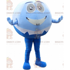 Traje de mascote BIGGYMONKEY™ azul e branco redondo e homem