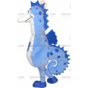 Costume de mascotte BIGGYMONKEY™ d'hippocampe bleu et blanc