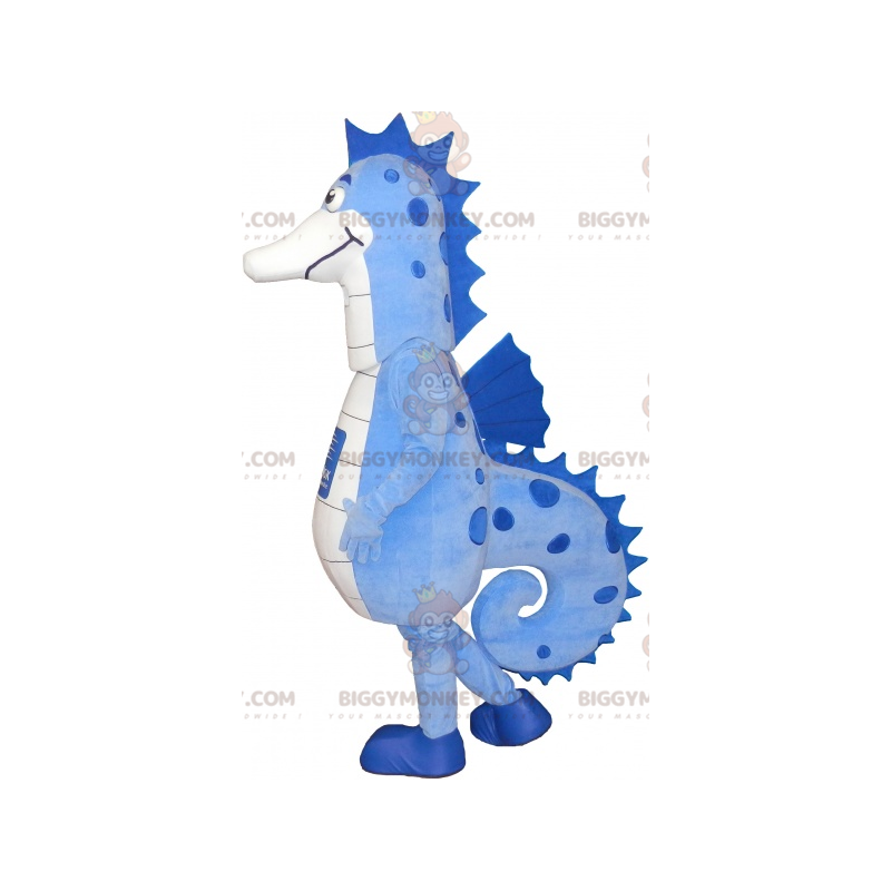 Very Successful Blue and White Seahorse BIGGYMONKEY™ Mascot