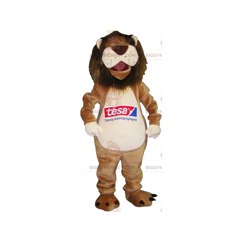 Costume mascotte BIGGYMONKEY™ leone beige e bianco molto