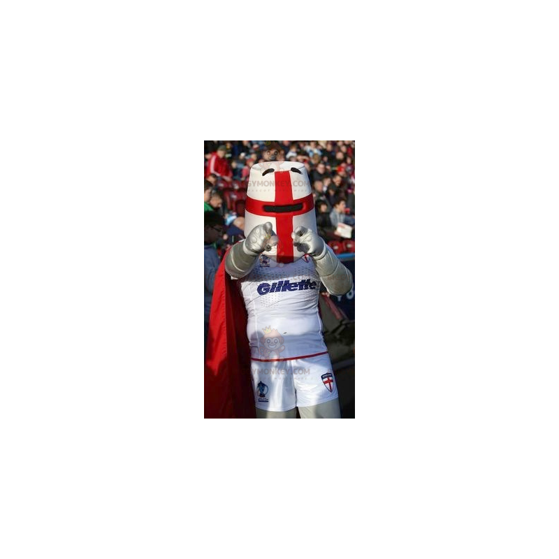 Knight BIGGYMONKEY™ Mascot Costume with Helmet and Red Cape –