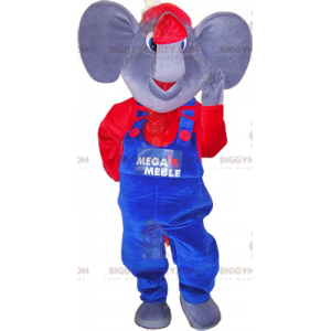 Costume da mascotte Elefante BIGGYMONKEY™ con abito blu e rosso