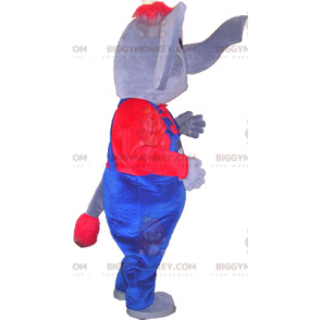 Traje de mascote de elefante BIGGYMONKEY™ com roupa azul e