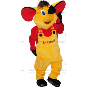 BIGGYMONKEY™ Gul elefantmaskotdräkt med gul och röd outfit -