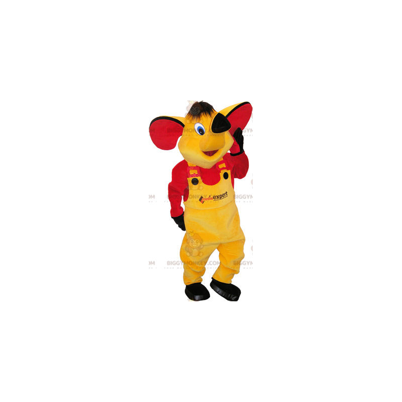 BIGGYMONKEY™ Yellow Elephant Mascot Costume with Yellow and Red