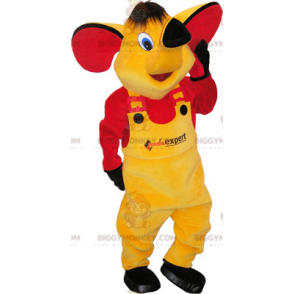 Traje de mascote de elefante amarelo BIGGYMONKEY™ com roupa