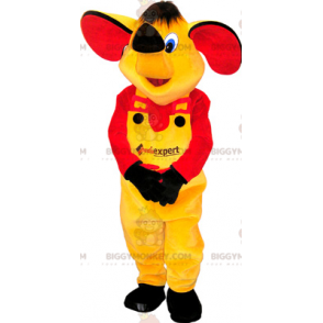 Traje de mascote de elefante amarelo BIGGYMONKEY™ com roupa