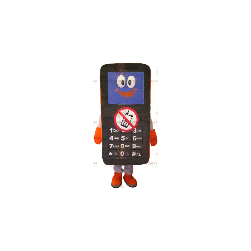 Sort Hvid Orange Mobiltelefon BIGGYMONKEY™ maskotkostume -