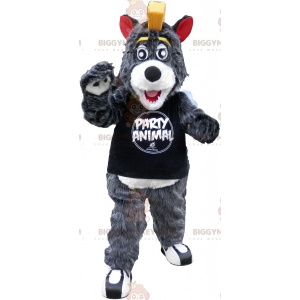 BIGGYMONKEY™ Costume da mascotte Grande orso grigio e bianco