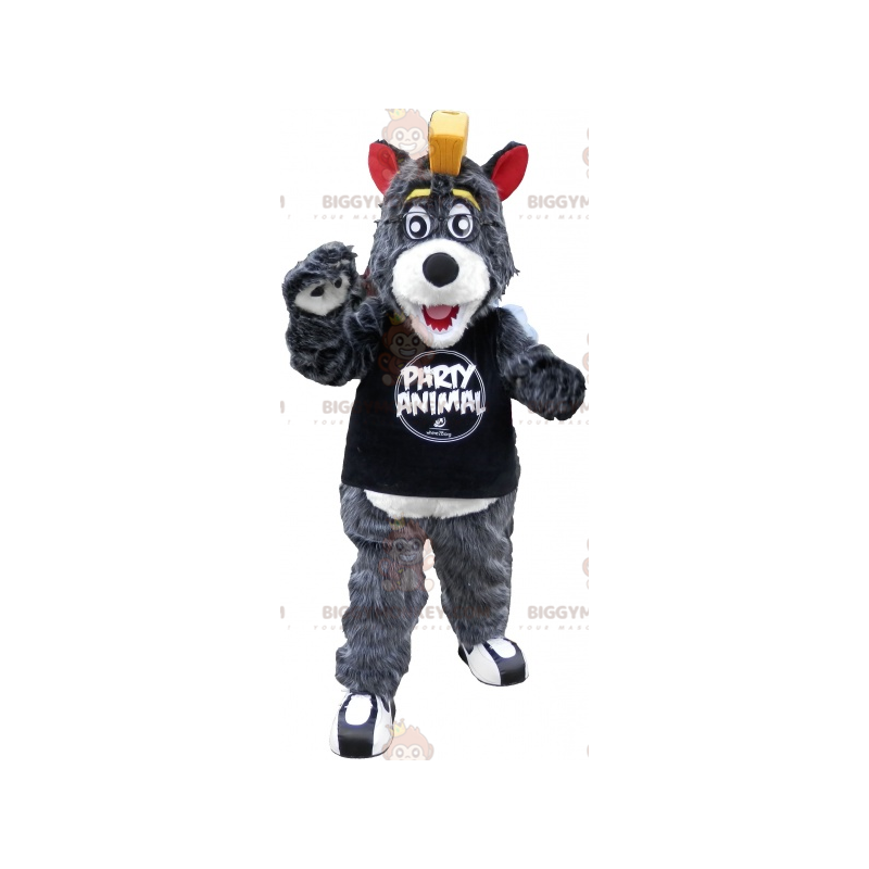 Costume de mascotte BIGGYMONKEY™ de gros ours gris et blanc