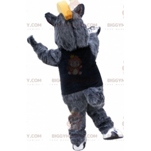 Traje de mascote BIGGYMONKEY™ Grande Urso Cinza e Branco com